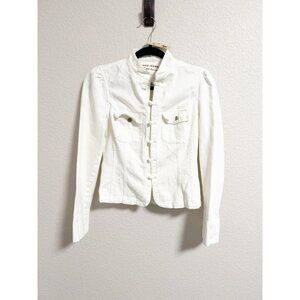 Ralph Lauren Women's Mandarin Collar Toggle Front White Jean Jacket Size Small